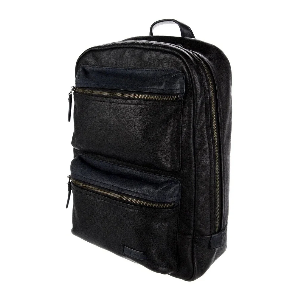 Tumi 68980 Mission Bryant Business All Leather Zip Black Backpack t602‎
